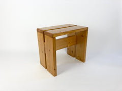 1960s pine stool, side table or low bench by Charlotte Perriand for Les Arcs ski resort. 