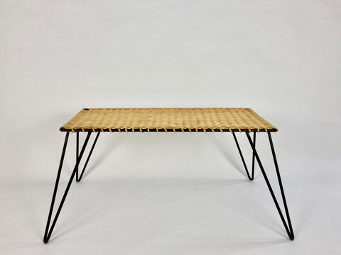 Rattan and metal low table by Raoul Guys, France c1950-60