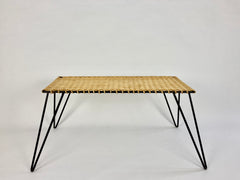 Eyespy - Rattan and metal low table by Raoul Guys, France c1950-60