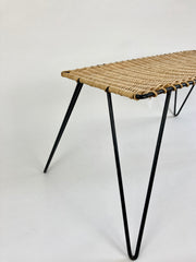 Eyespy - Rattan and metal low table by Raoul Guys, France c1950-60