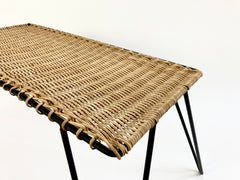Eyespy - Rattan and metal low table by Raoul Guys, France c1950-60