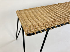 Eyespy - Rattan and metal low table by Raoul Guys, France c1950-60
