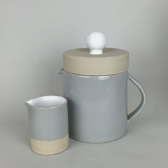 French Stoneware Basic Milk Jug - White / Smoke - eyespy