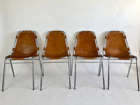 Leather chairs selected by Charlotte Perriand for Les Arcs