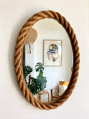 Large rope mirror, Audoux & Minet. France 1950-60