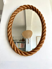 Large rope mirror, Audoux & Minet. France 1950-60