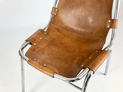 Leather chairs selected by Charlotte Perriand for Les Arcs