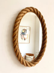 Eyespy - Elliptical rope frame mirror by Adrien Audoux and Frida Minet, France circa 1950-60.