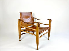 Eyespy - Leather safari chair by Aage Bruun & Son, Denmark 1960s