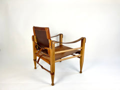 Leather safari chair by Aage Bruun & Son, Denmark 1960s