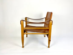 Leather safari chair by Aage Bruun & Son, Denmark 1960s