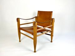 Eyespy - Leather safari chair by Aage Bruun & Son, Denmark 1960s