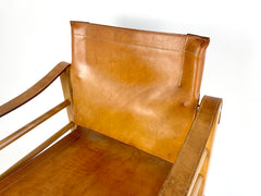 Leather safari chair by Aage Bruun & Son, Denmark 1960s