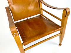 Leather safari chair by Aage Bruun & Son, Denmark 1960s