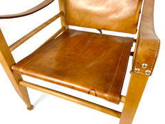 Leather safari chair by Aage Bruun & Son, Denmark 1960s