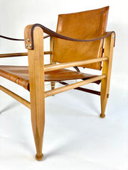 Eyespy - Leather safari chair by Aage Bruun & Son, Denmark 1960s