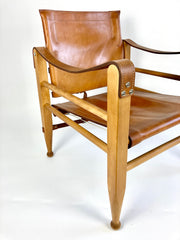 Leather safari chair by Aage Bruun & Son, Denmark 1960s