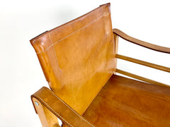Leather safari chair by Aage Bruun & Son, Denmark 1960s