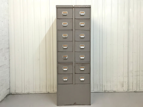 Vintage industrial 14 drawer steel filing cabinet by Roneo Vickers