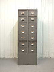 Vintage industrial 14 drawer steel filing cabinet by Roneo Vickers - eyespy