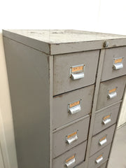 Vintage industrial 14 drawer steel filing cabinet by Roneo Vickers - eyespy