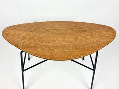 Eyespy - stool by Mobili Pizzetti, Rome, Italy. Late 50s/early 60s.  Beautifully shaped curved teak bent ply seat on black lacquered base.