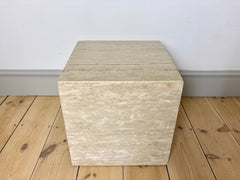 Travertine stone cube side tables