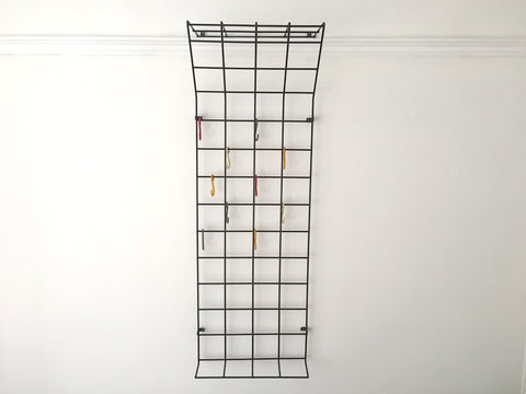 Mid century geometric wire grid coat rack by Karl Fitchel