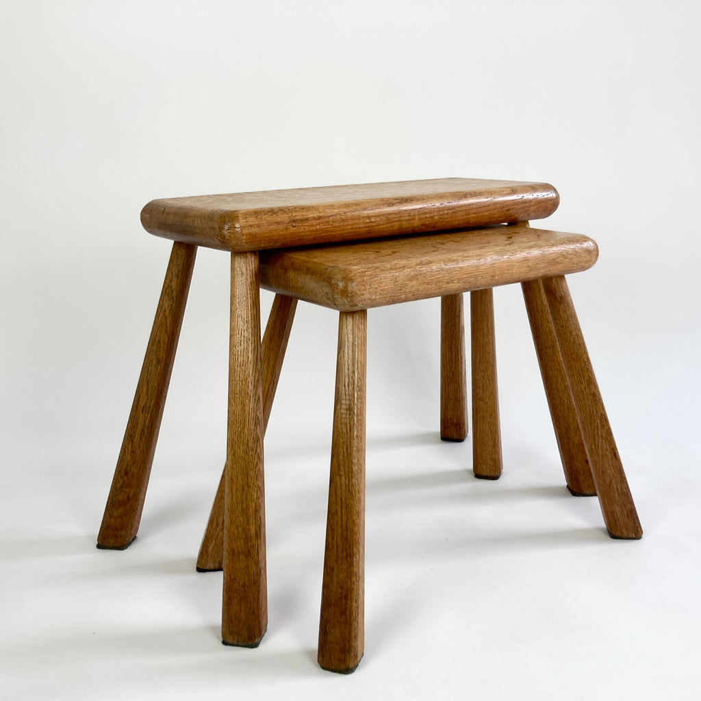 Dutch Oak Nesting Side Tables/Stools