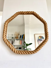 8 sided rope mirror, Audoux & Minet. France 1950-60 - Large