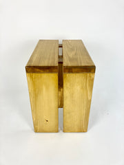 Eyespy - Pine stool, side table or low bench by Charlotte Perriand sourced from Les Arcs resort. 