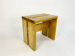 Eyespy - Pine stool, side table or low bench by Charlotte Perriand sourced from Les Arcs resort. 