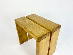 Eyespy - Pine stool, side table or low bench by Charlotte Perriand sourced from Les Arcs resort. 