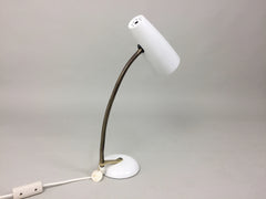 White and brass mid century lamp by Maclamp - eyespy