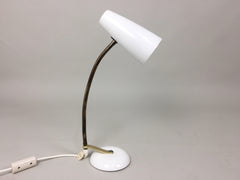 White and brass mid century lamp by Maclamp - eyespy