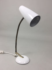 White and brass mid century lamp by Maclamp - eyespy