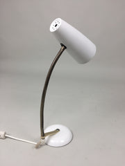 White and brass mid century lamp by Maclamp - eyespy