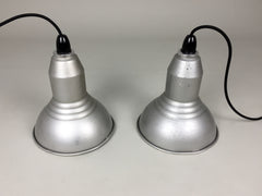 Pair of vintage industrial pendant lights - eyespy