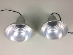 Pair of vintage industrial pendant lights - eyespy