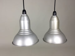 Pair of vintage industrial pendant lights - eyespy