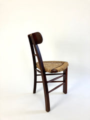 Rustic tripod chair with rush seat
