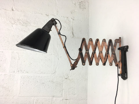 1930s scissor arm wall mounted lamp by Walligraph