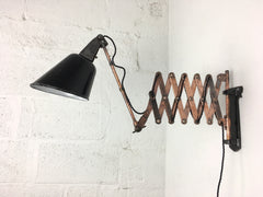 1930s scissor arm wall mounted lamp by Walligraph - eyespy
