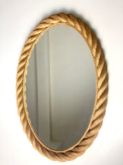 Eyespy  - Large elliptical rope mirror, Audoux & Minet. France 1950-60