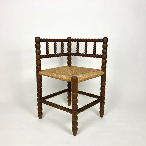 Rush Seat Bobbin Turned Corner Chair