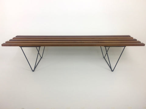 Mid century slatted bench