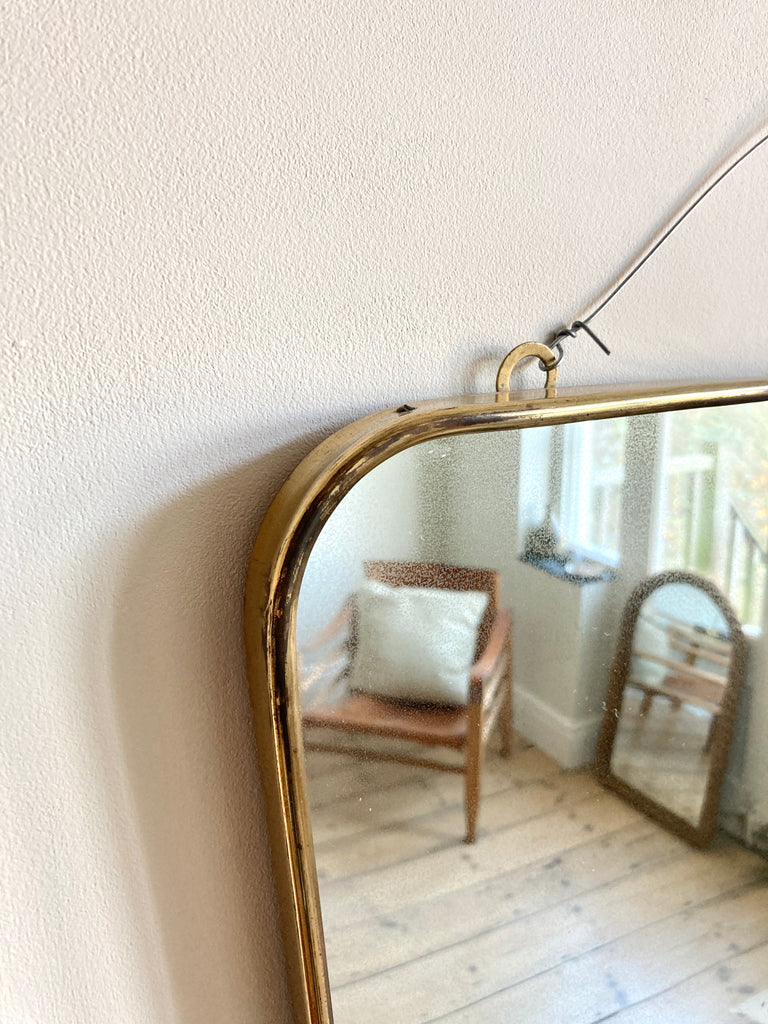 Mid century brass wall mirror, Italy 1950s - eyespy