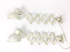 Pair of Kaiser Idell Model 6718 scissor arm wall mounted lamps - eyespy