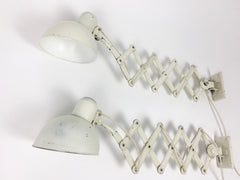 Pair of Kaiser Idell Model 6718 scissor arm wall mounted lamps - eyespy