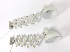 Pair of Kaiser Idell Model 6718 scissor arm wall mounted lamps - eyespy